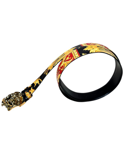 Cintura Versace reversibile Barocco con fibbia Medusa oro