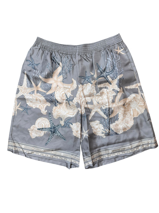 Shorts Versace in seta stampata, nuovi con cartellino, Made in Italy (XL)