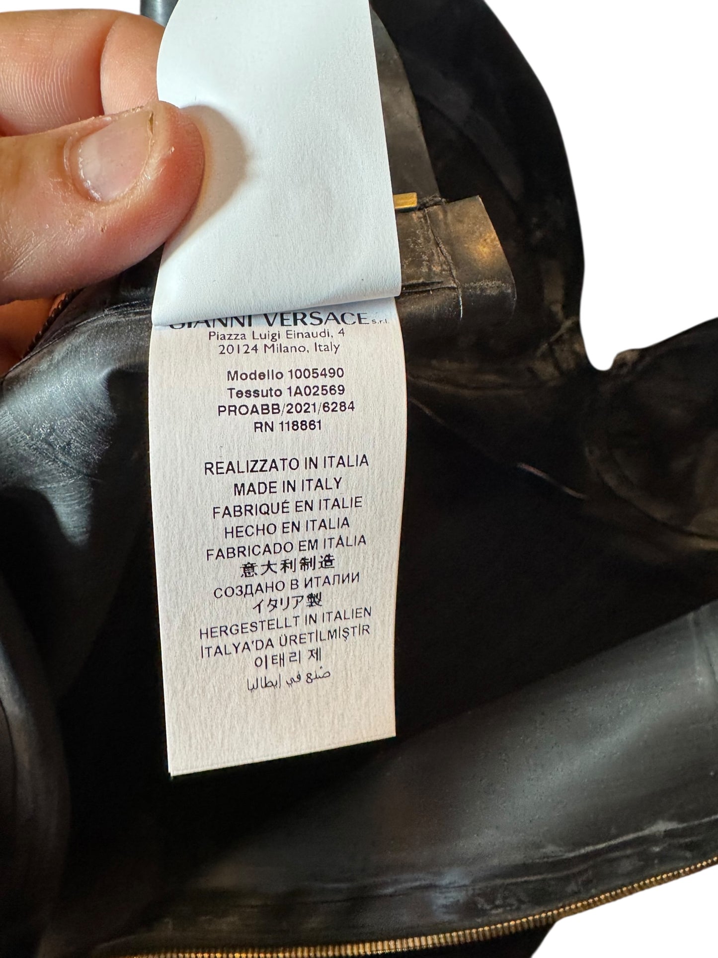 Versace abito in lattice naturale nero con zip frontale e dettagli Medusa – Taglia 46 IT
