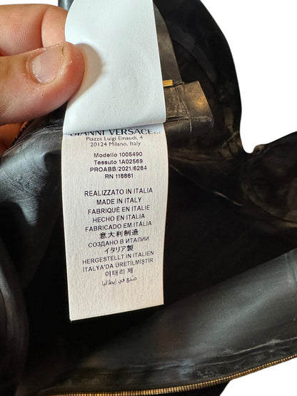 Versace abito in lattice naturale nero con zip frontale e dettagli Medusa – Taglia 46 IT