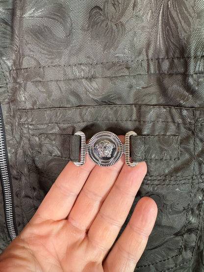 Versace Giacca Uomo Verde Jacquard Baroque con Dettaglio Medusa Taglia 48.