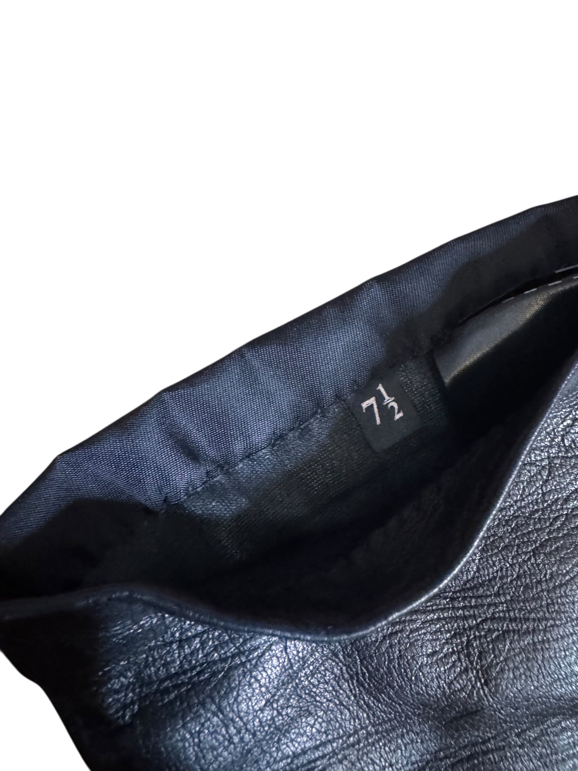 Guanti lunghi Prada in pelle e nylon neri con logo triangolo taglia 7½ — foto 3