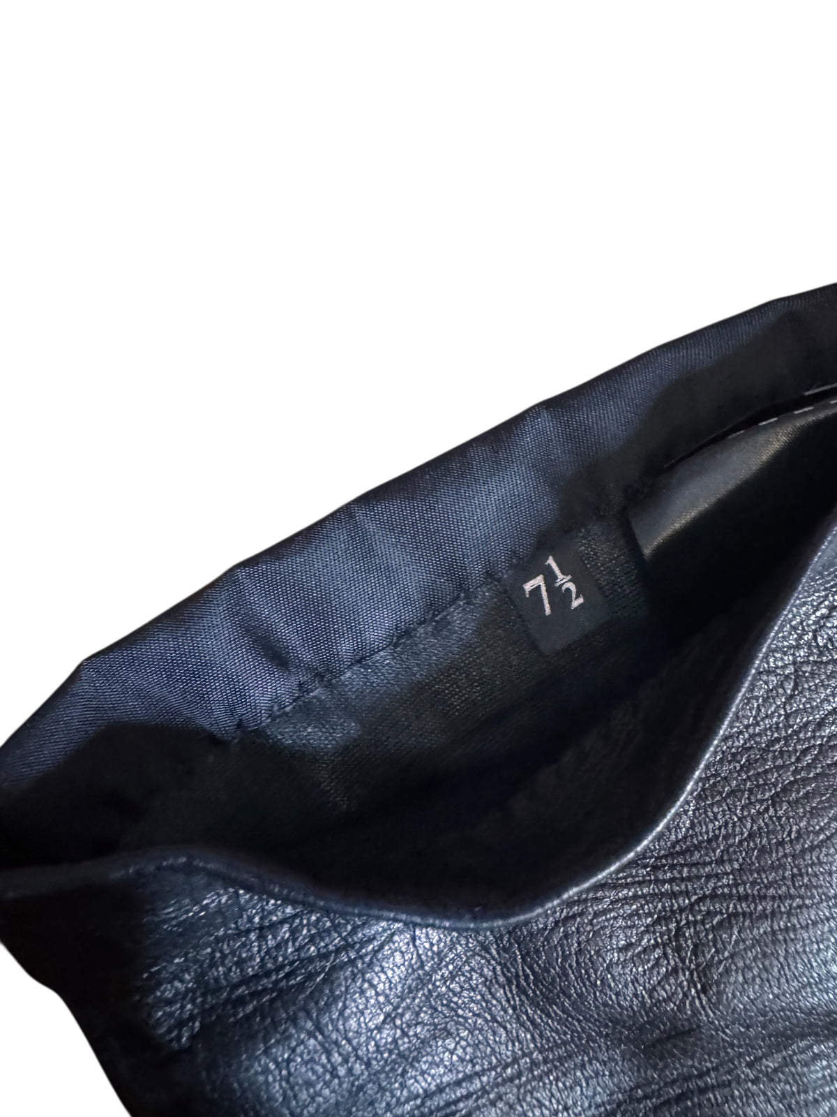 Guanti lunghi Prada in pelle e nylon neri con logo triangolo taglia 7½ — foto 3