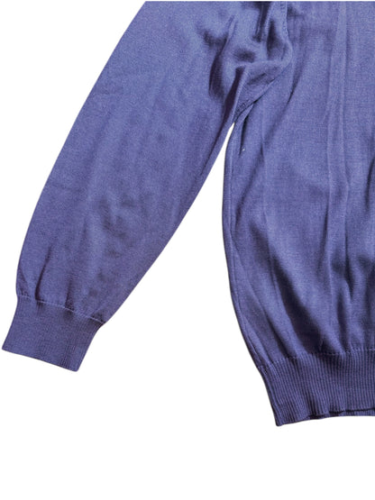 Maglione Aquascutum viola scollo a V taglia XL logo ricamato