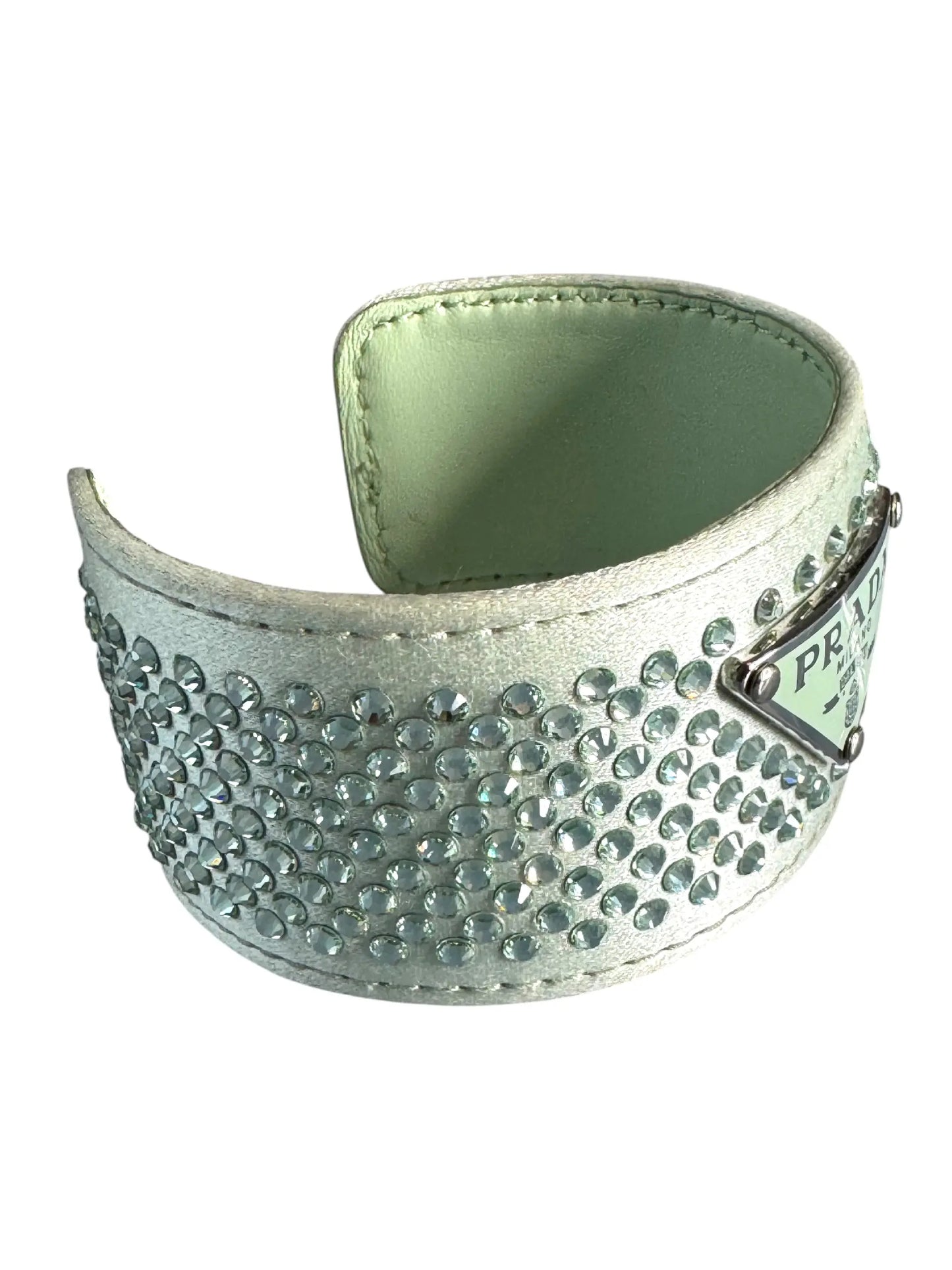 Prada bracciale crystal acqua con logo triangolo - taglia M