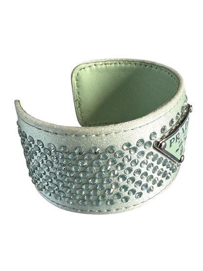 Prada bracciale crystal acqua con logo triangolo - taglia M