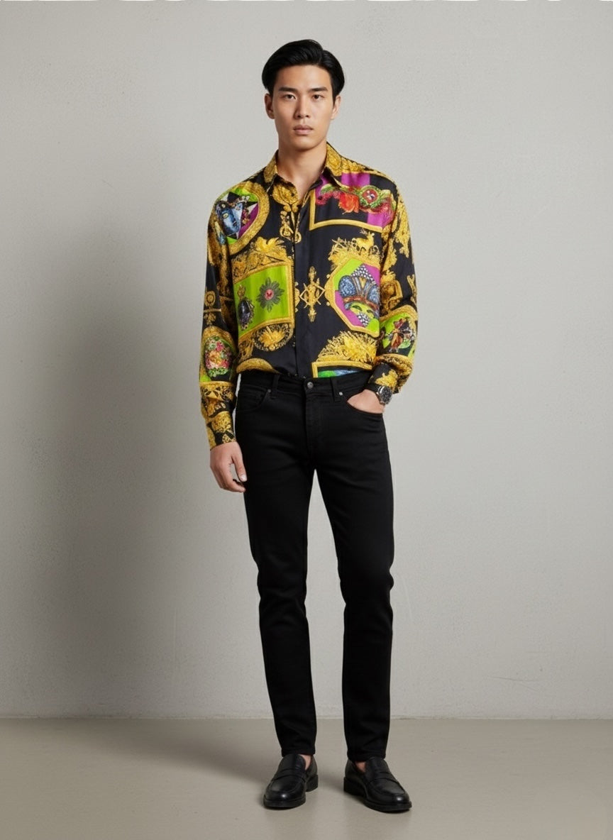 Camicia vintage Istante by Gianni Versace - Multicolor Barocco, Taglia 50 — foto 2