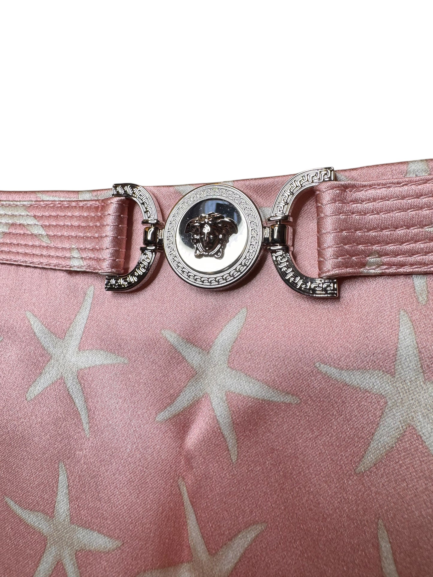 Gonna Versace in seta rosa con stampa stelle marine – TG 38 IT