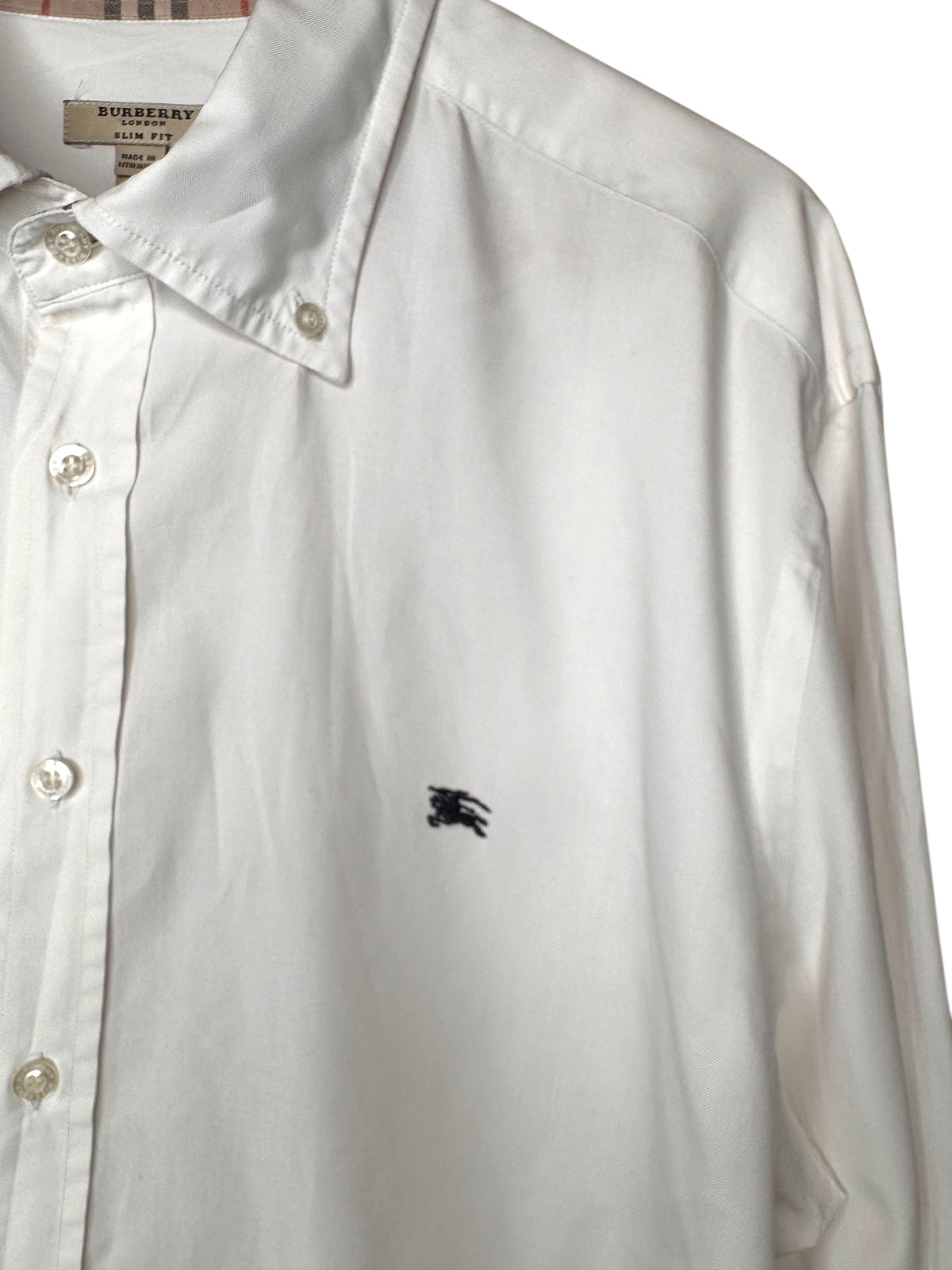 Camicia Burberry London Slim Fit bianca con dettagli check, taglia XXL — foto 8