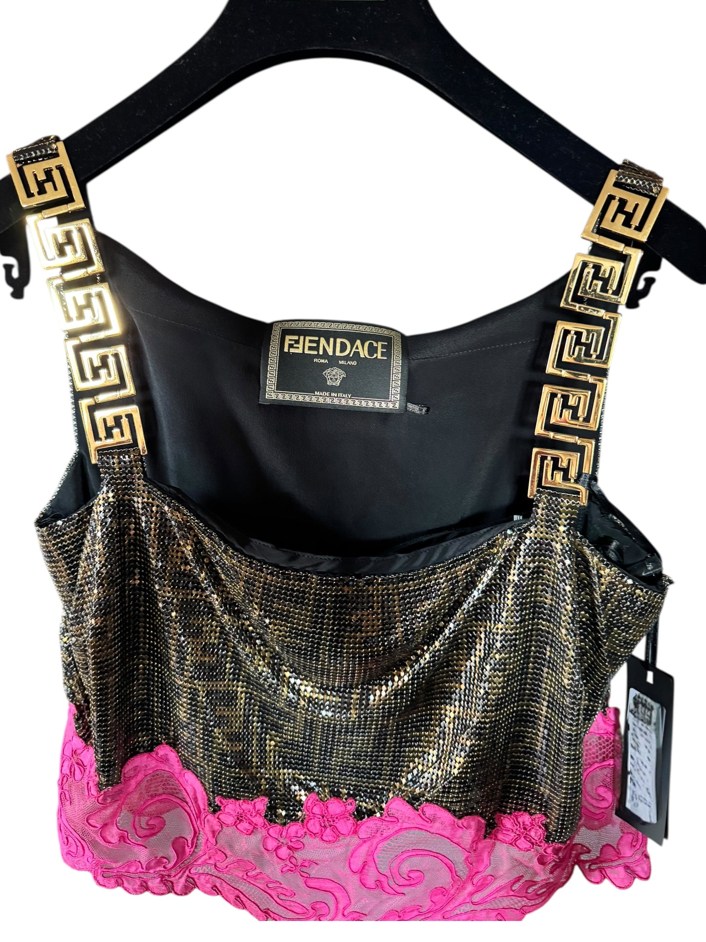 Fendace Top In Maglia Metallica Versace - Fendi