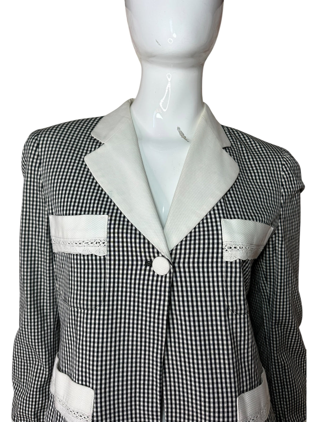 Moschino cheap and chic blazer vichy bianco e nero (M)