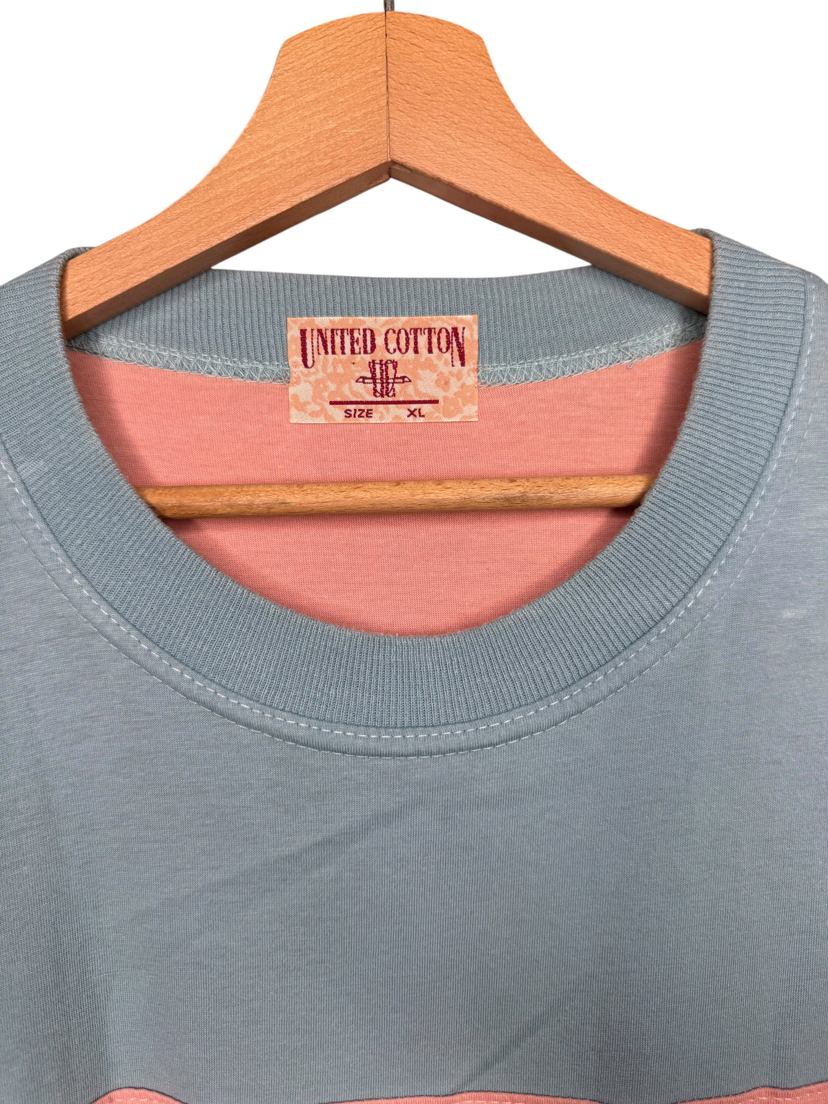 United Cotton t-shirt vintage moto color block rosa taglia XL