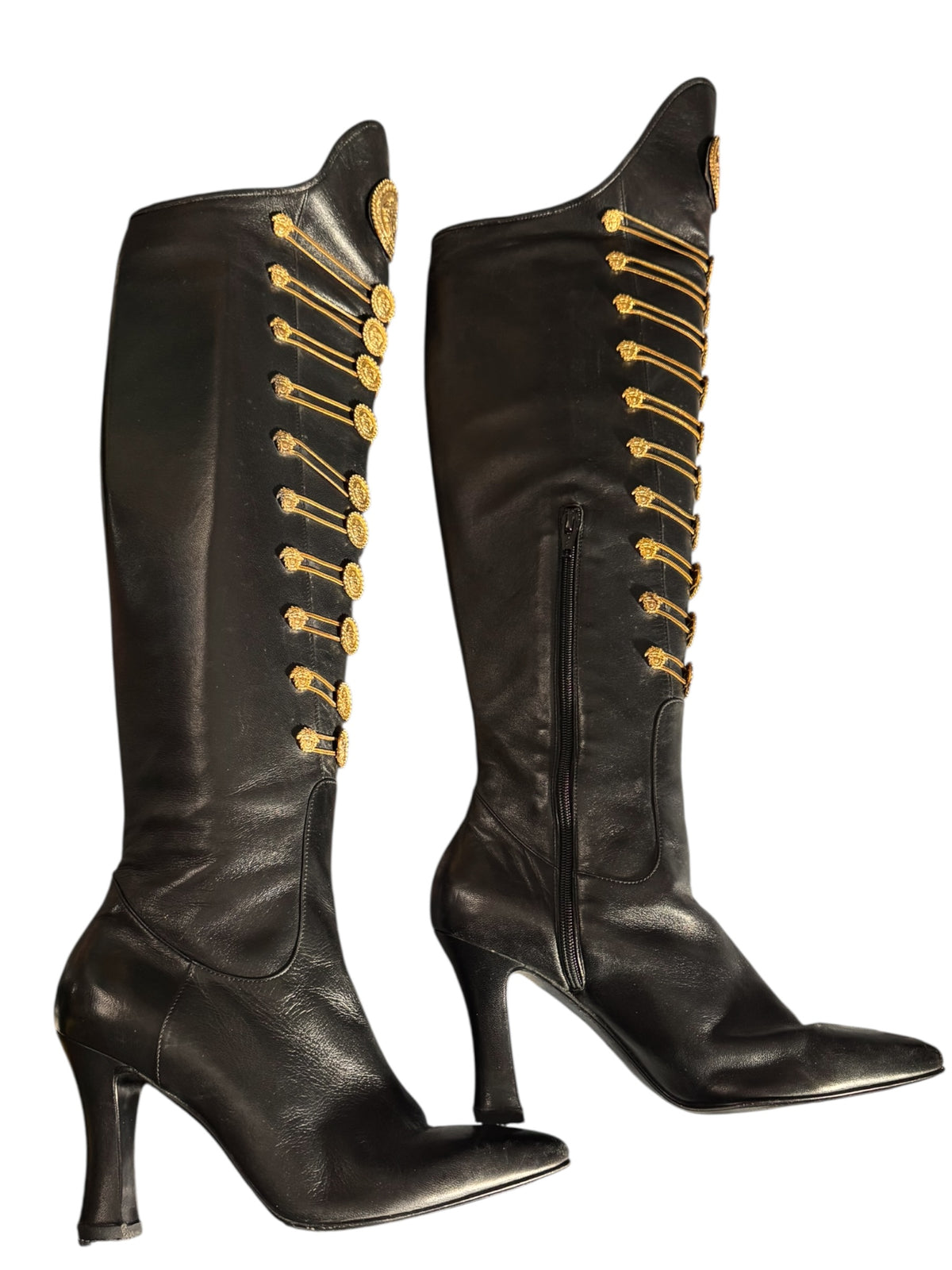 Stivali Gianni Versace Couture FW 1993 Medusa Leather Boots 38.5 Vintage — foto 5