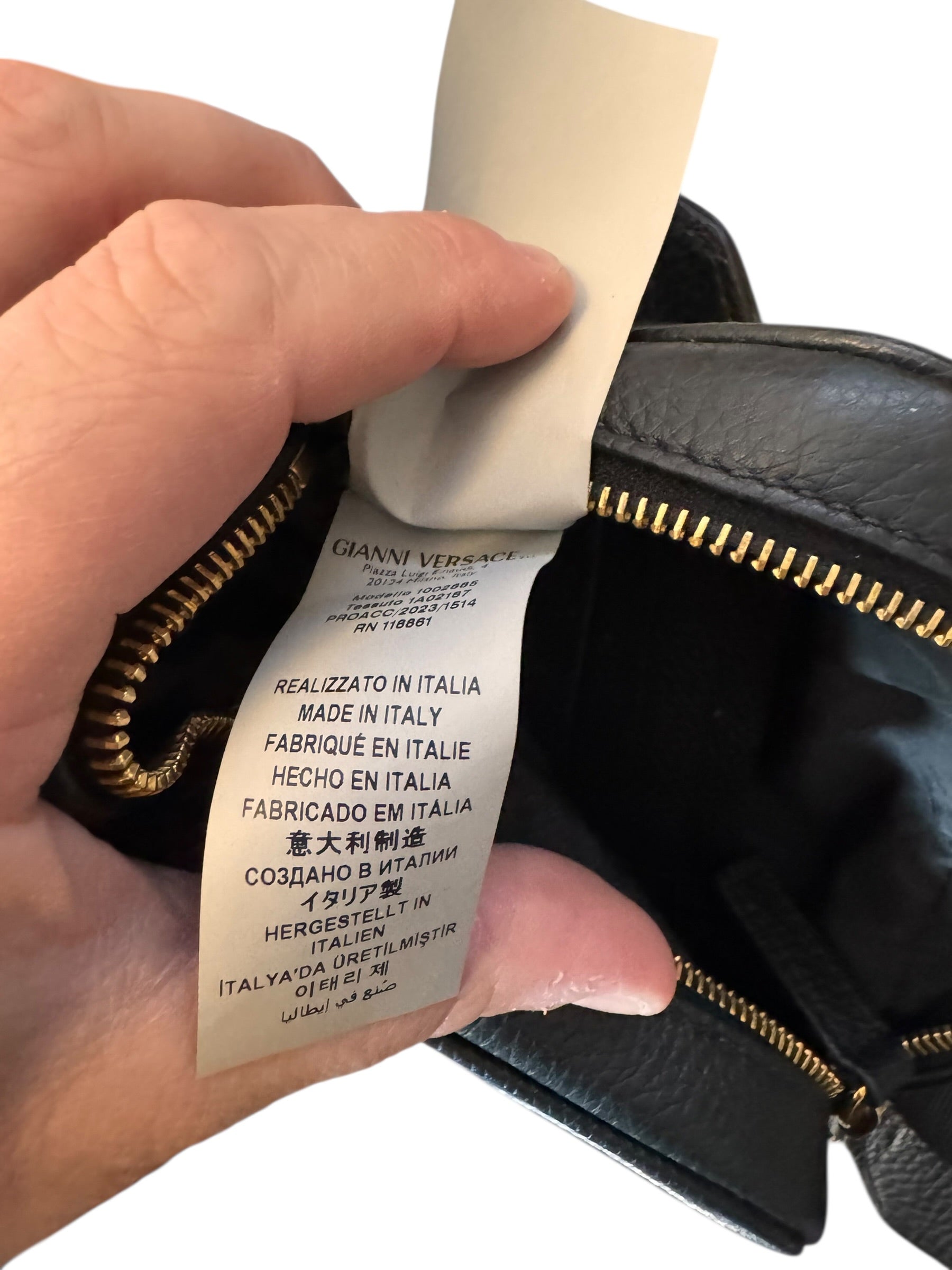 Borsa tracolla Versace pelle nera Medusa oro Greca — foto 3