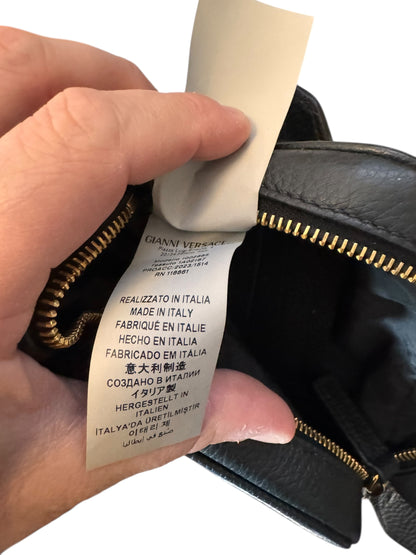 Borsa tracolla Versace pelle nera Medusa oro Greca — foto 3