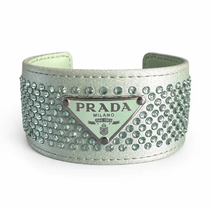 Prada bracciale crystal acqua con logo triangolo - taglia M