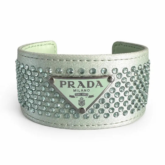 Prada bracciale crystal acqua con logo triangolo - taglia M
