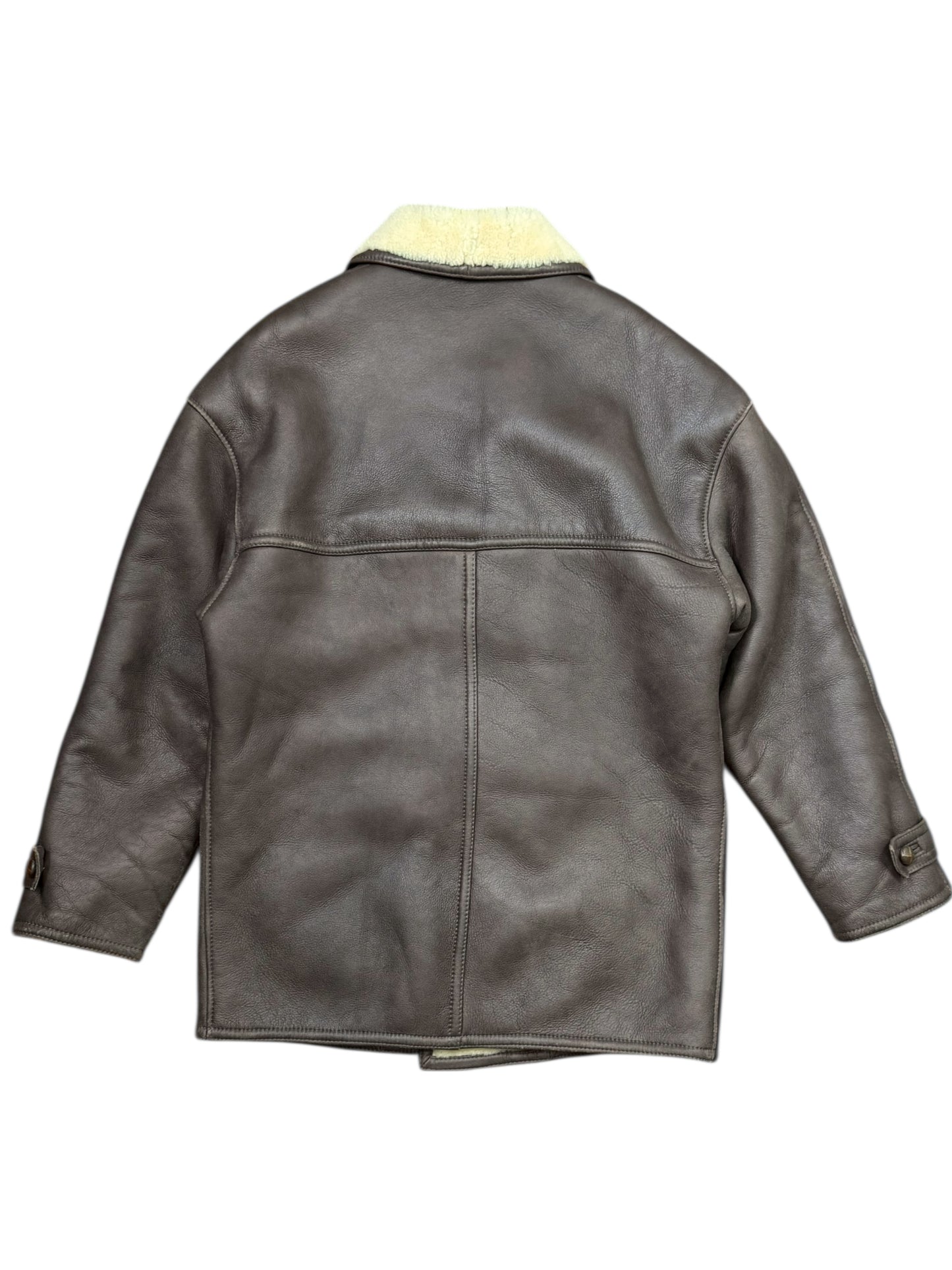 Giacca montone shearling vera pelle marrone vintage uomo — foto 7