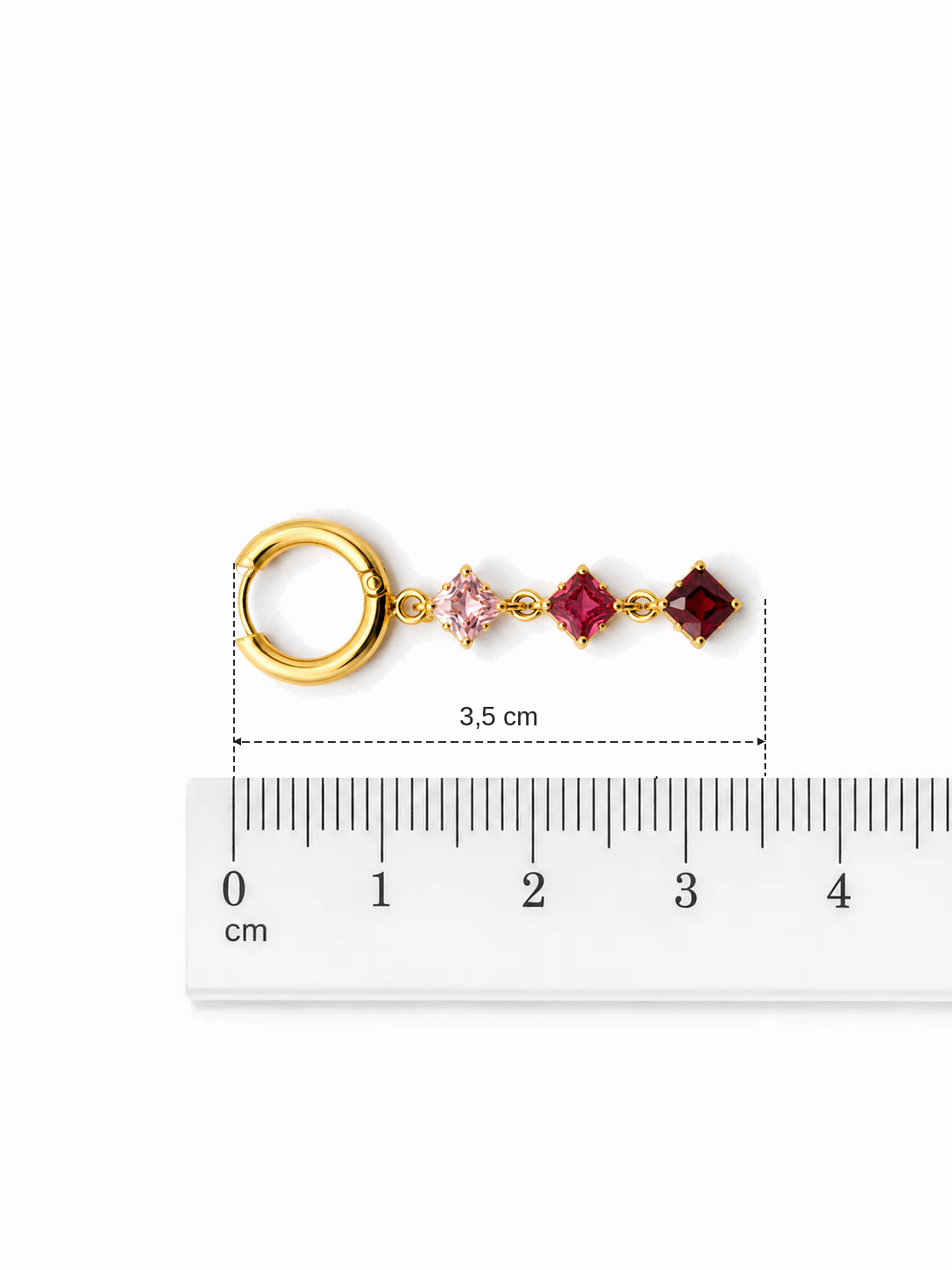 Orecchini pendenti dorati con cristalli rosa 3,5 cm