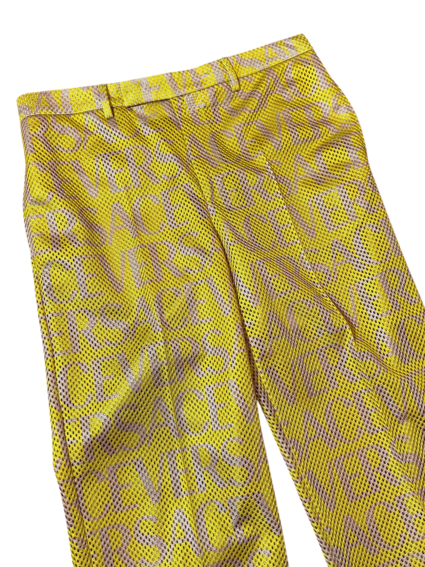 Pantaloni Versace logo all over mesh giallo IT 48 nuovi
