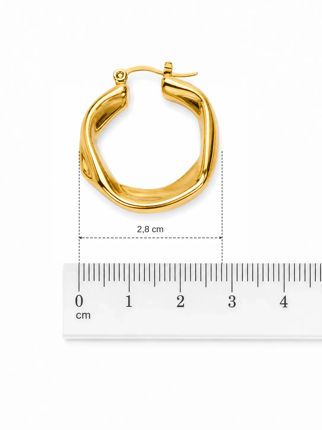 Orecchini a cerchio irregolari dorati 2,8 cm