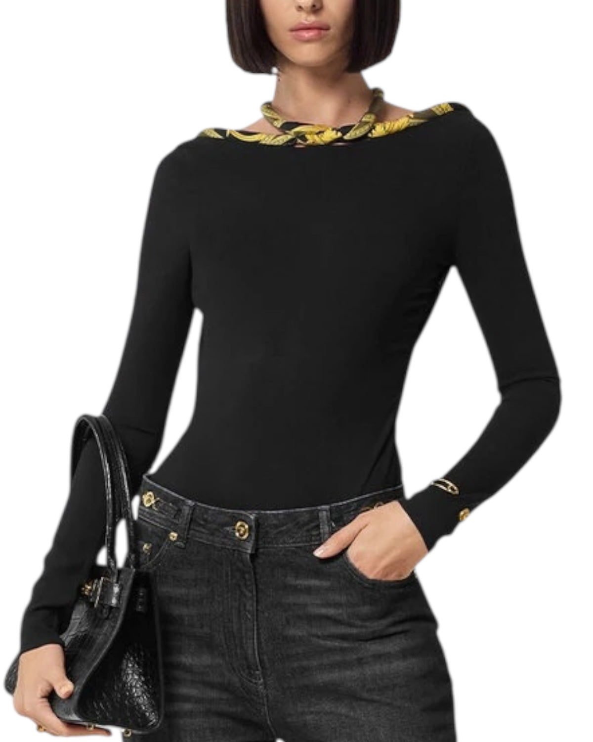 Versace body nero con lacci in seta Barocco - Tg 38 - Made in Italy