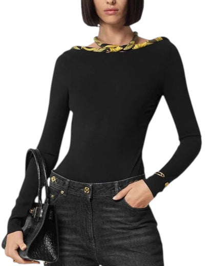 Versace body nero con lacci in seta Barocco - Tg 38 - Made in Italy