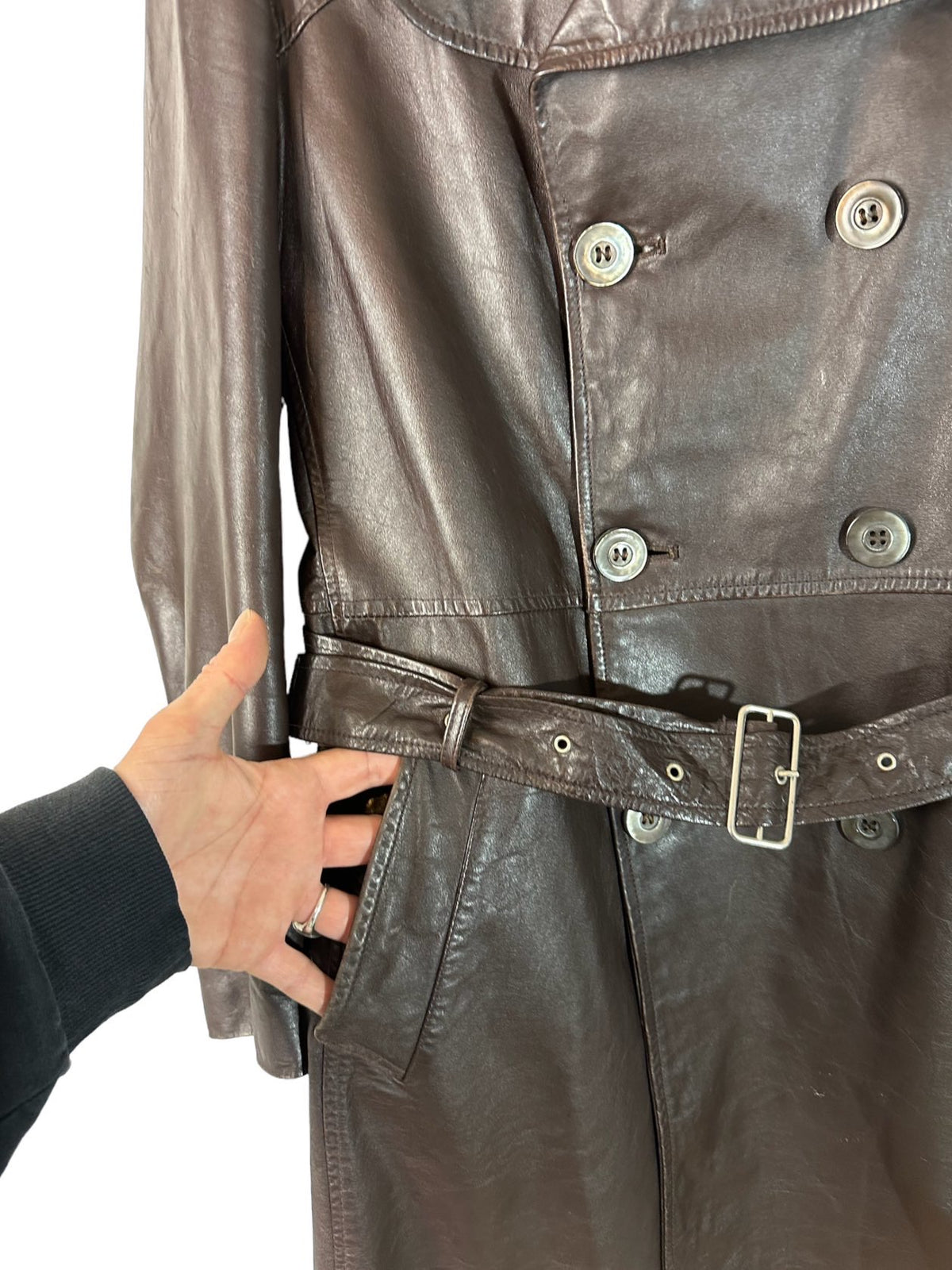 Trench vintage in pelle — foto 3