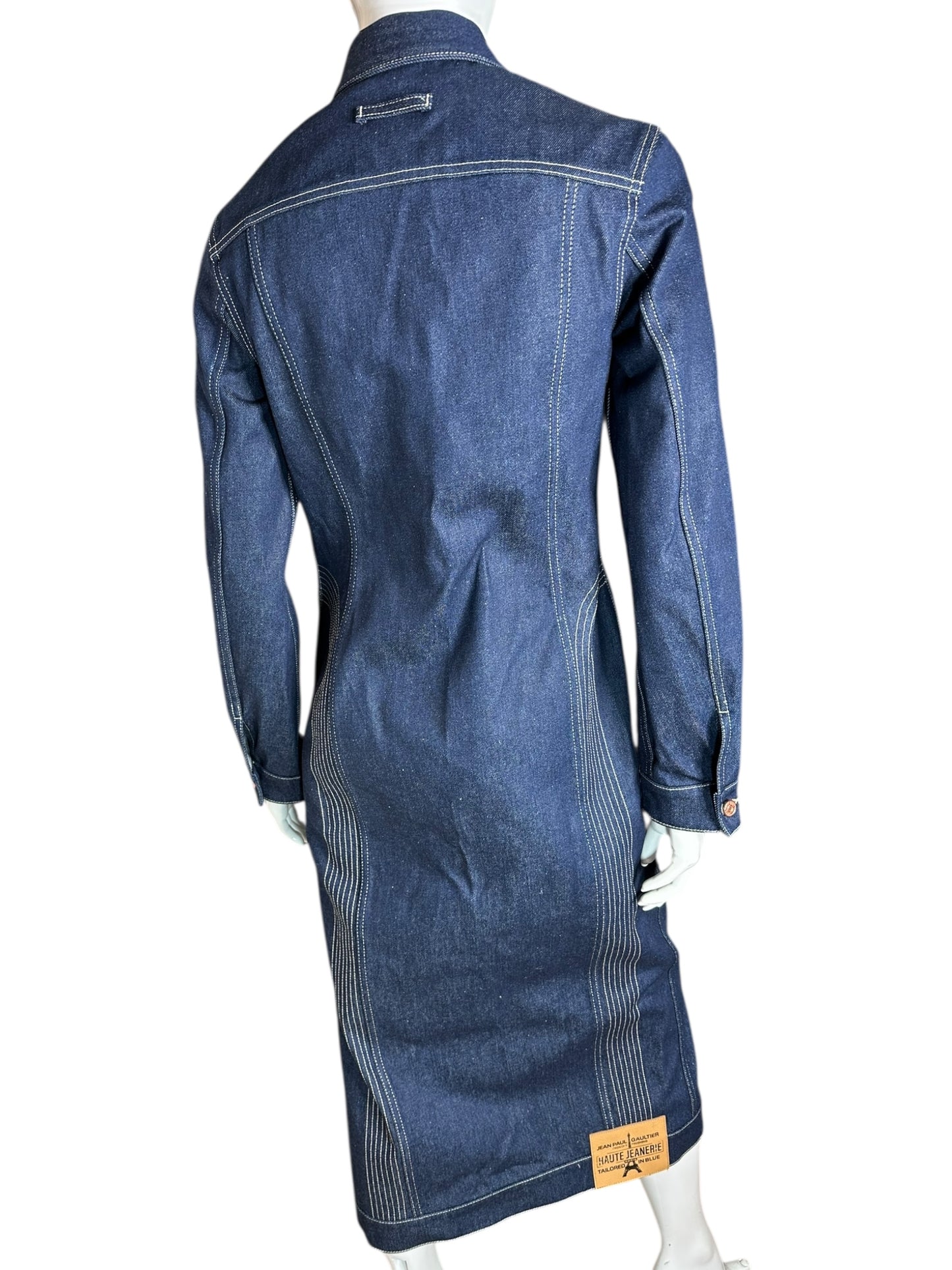 Jean Paul Gaultier maxi giacca in denim (S)