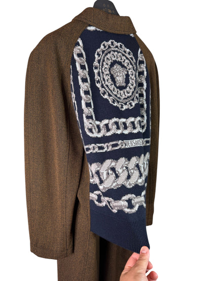 Versace Cappotto Uomo Marrone con Dettagli Medusa Taglia 48 IT – Nuovo.