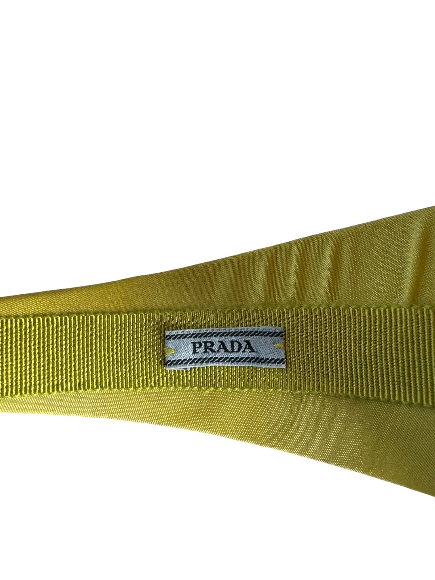 Prada cerchietto imbottito giallo con logo triangolo - taglia grande