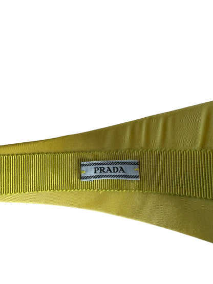 Prada cerchietto imbottito giallo con logo triangolo - taglia grande