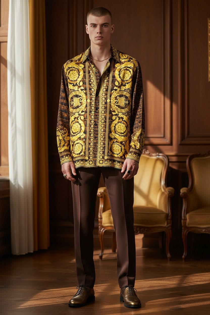 Camicia Versace seta Barocco Made in Italy - TG 48