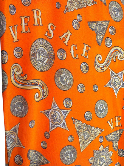 Pantaloni Versace arancioni stampa medusa monete taglia 42 nuovi — foto 2