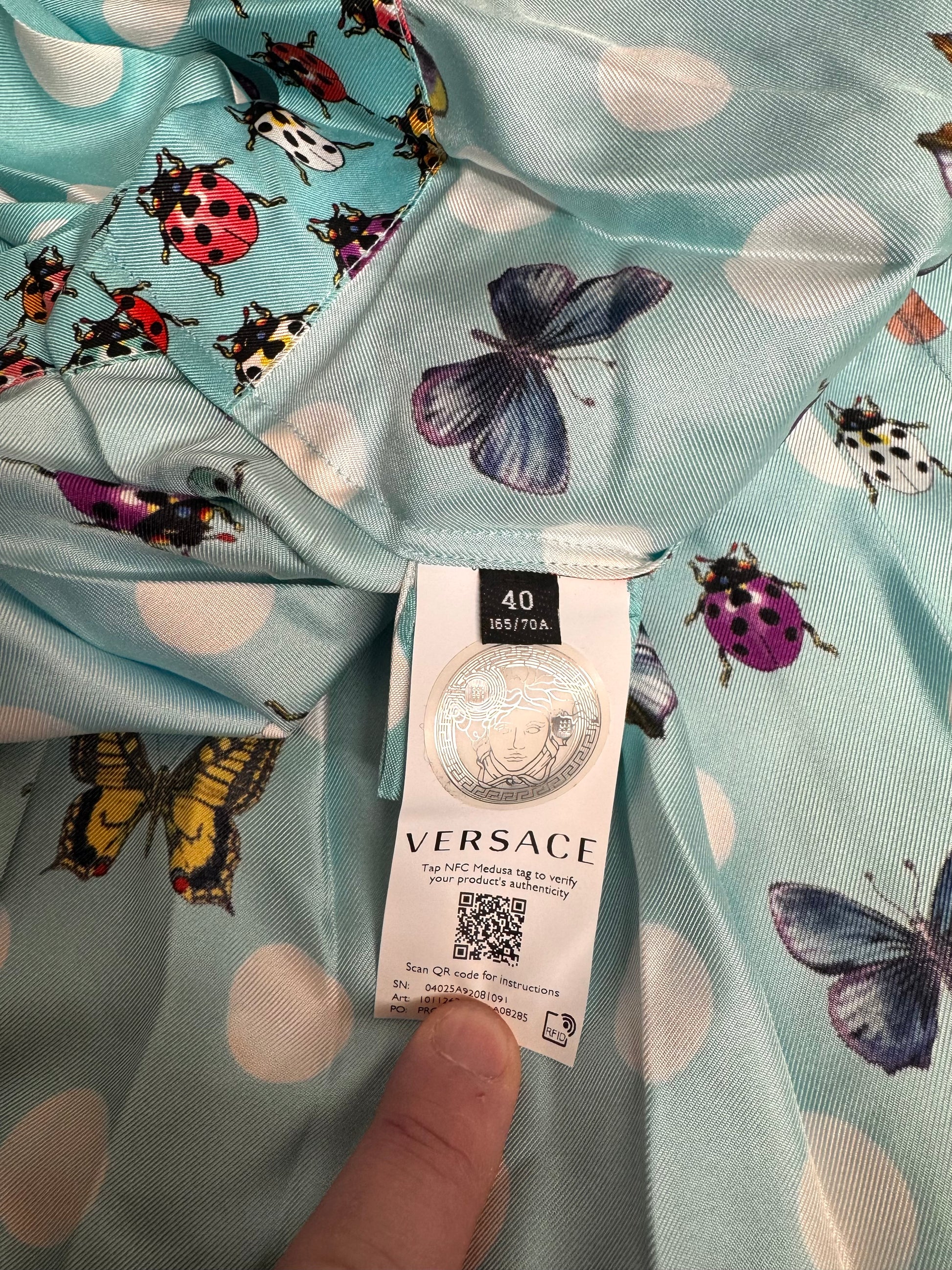 Gonna Versace in Seta con Stampa Coccinelle e Pois — foto 7