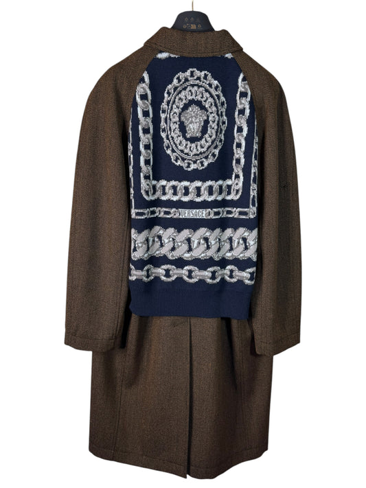 Versace Cappotto Uomo Marrone con Dettagli Medusa Taglia 48 IT – Nuovo.