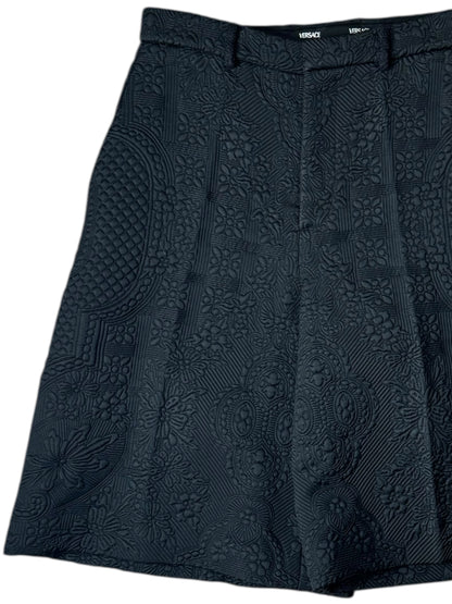 Versace bermuda uomo jacquard nero con motivo floreale – Made in Italy.