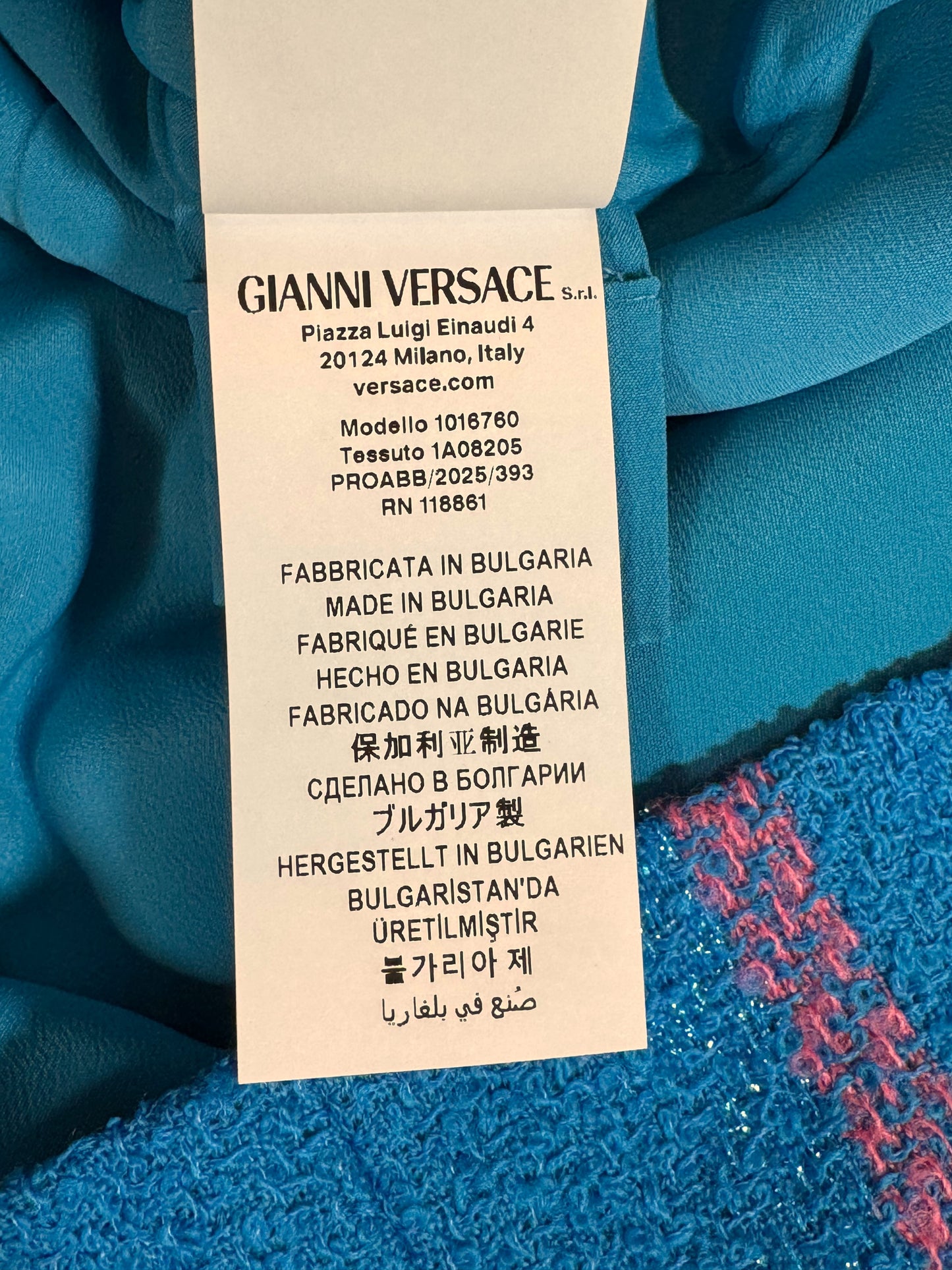 Versace Gonna in Lana Vergine Check Blu con fibbia Medusa Oro