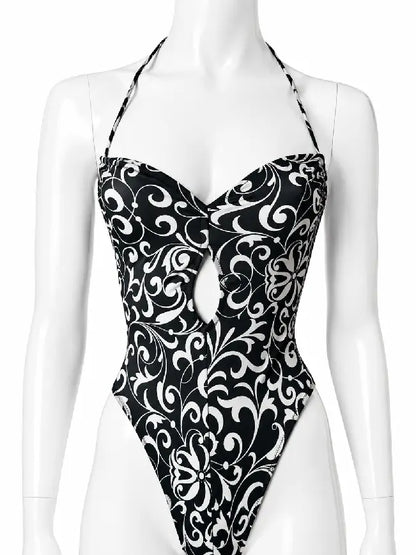 Versace Mare costume intero barocco bianco nero Made in Italy - taglia 44