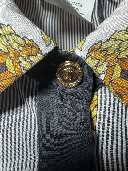 Camicia Versace in cotone con inserti di seta stampata