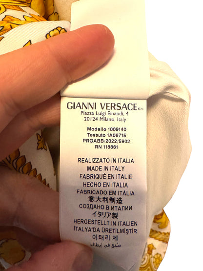 Versace abito corto stampa barocca oro viscosa Made in Italy nuovo — foto 8