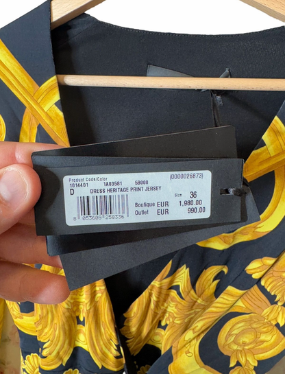 Abito Versace Barocco nero oro Medusa wrap dress tg 36 Made in Italy — foto 12