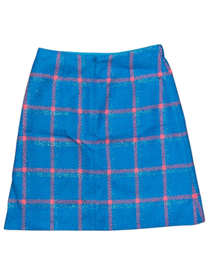 Versace Gonna in Lana Vergine Check Blu con fibbia Medusa Oro