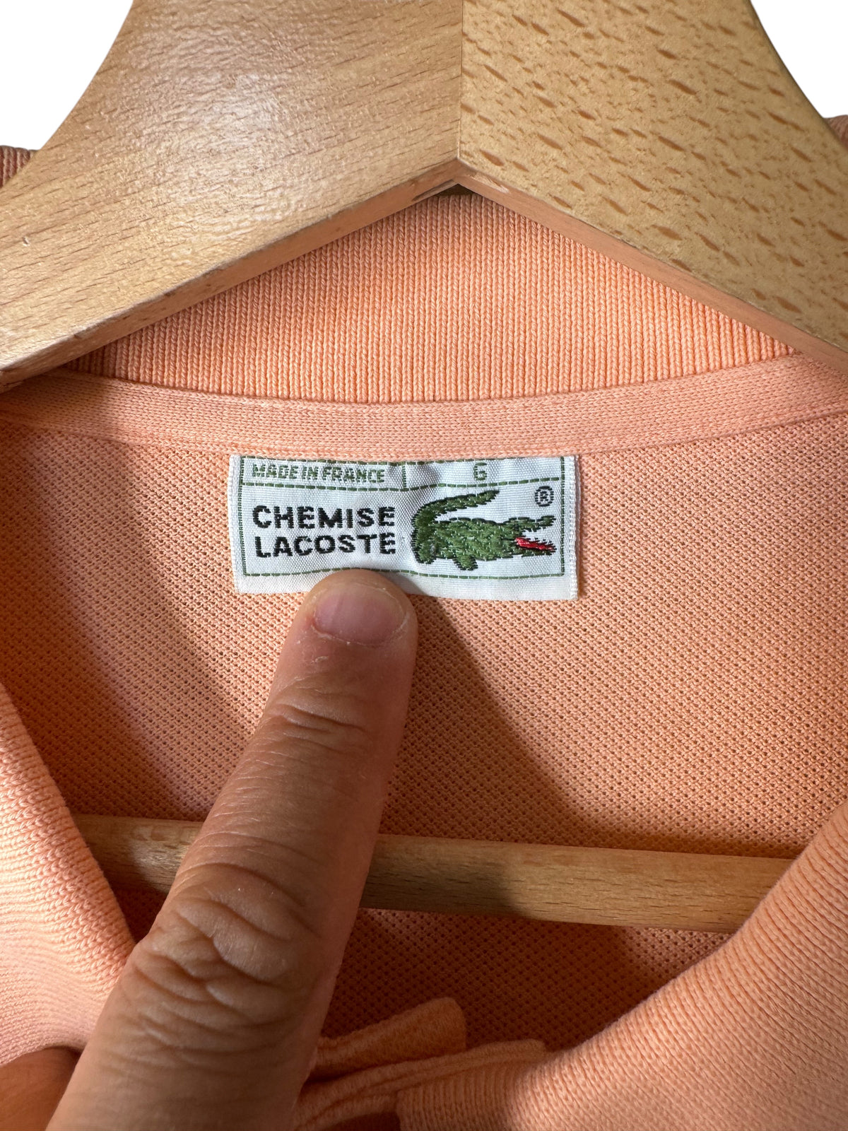 Lacoste polo vintage Made in France salmone manica lunga XL