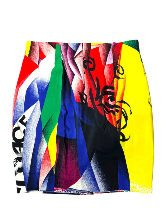 Gonna Gianni Versace vintage seta multicolor grafica taglia 40