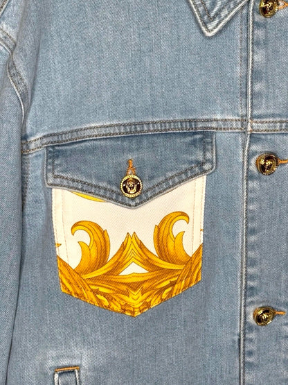Giacca in denim Versace con tasche motivo Barocco - Taglia