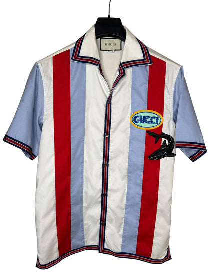 Gucci camicia bowling ricami squalo cotone Made in Italy - taglia 44