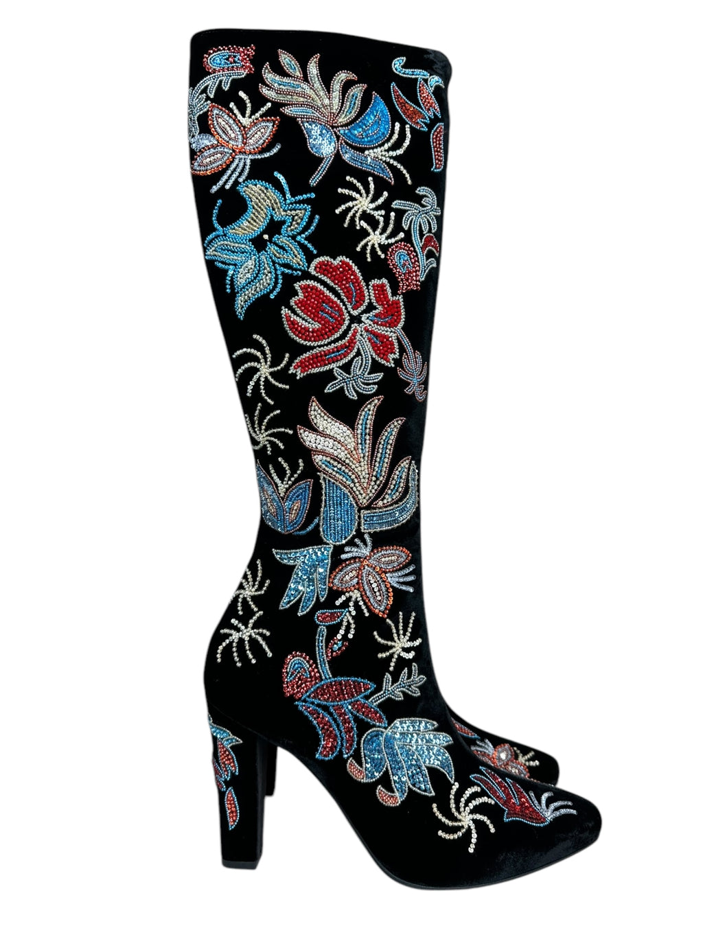 Saint Laurent Paris stivali ricamati con paillettes e perline nere — foto 6