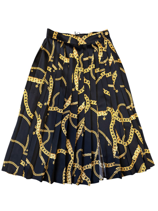 Gonna Plissé Versace Originale Taglia 38 - Motivo Catene Oro - Made in Italy