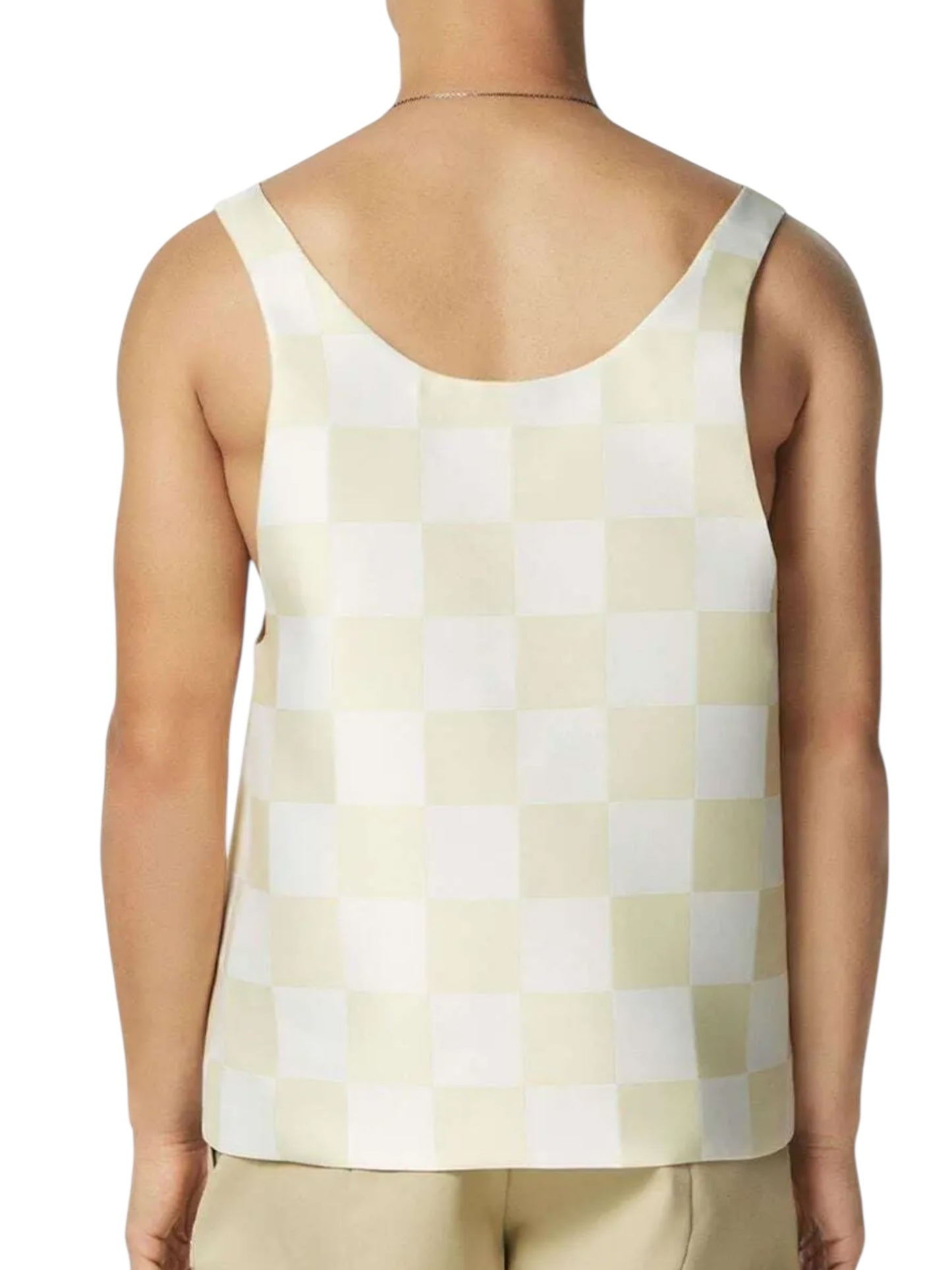 Versace Top Uomo a Quadri Bianchi e Beige Taglia M – Nuovo.